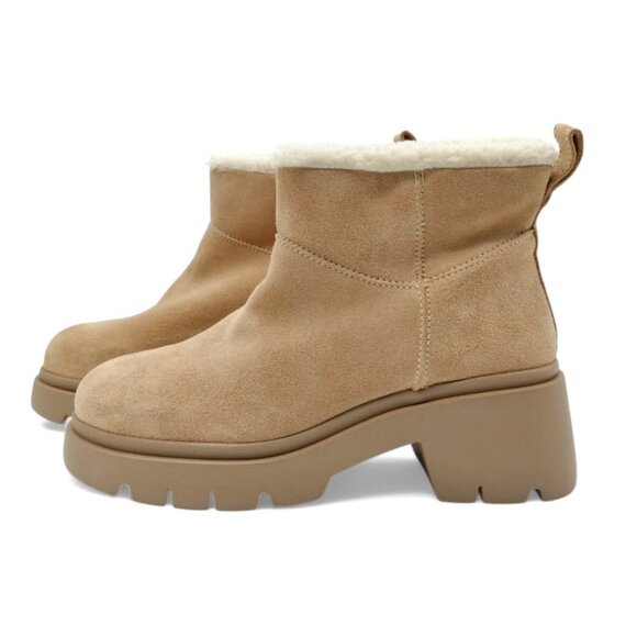 Steve Madden Women's Size 8 Sand Hatcher Sherpa Lined Block Heel Ankle Booties - Picture 2 of 12